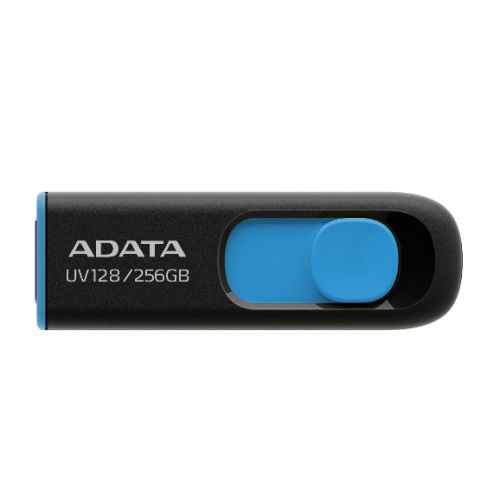 ADATA UV128 256GB USB 3.0 Flash Drive - Capless Retractable Black Blue ADATA UV128 256GB USB 3.0 Flash Drive - Capless Retractable Black Blue